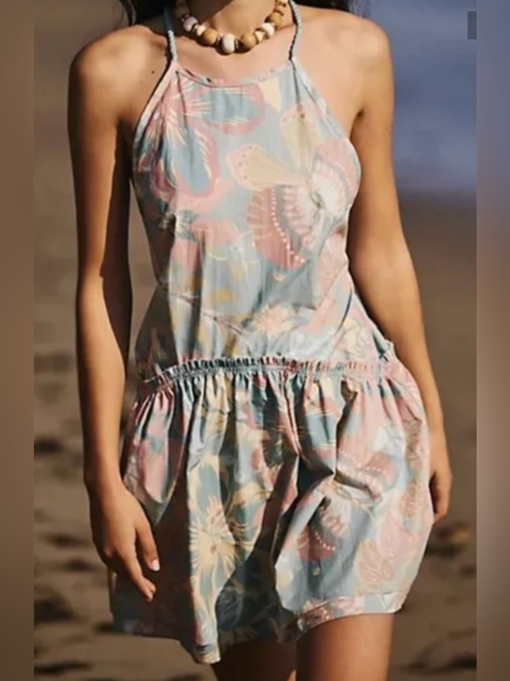 NEW FREE PEOPLE SALTWATER COMBO DESERTED ISLAND SUMMER MINI DRESS SZ XS